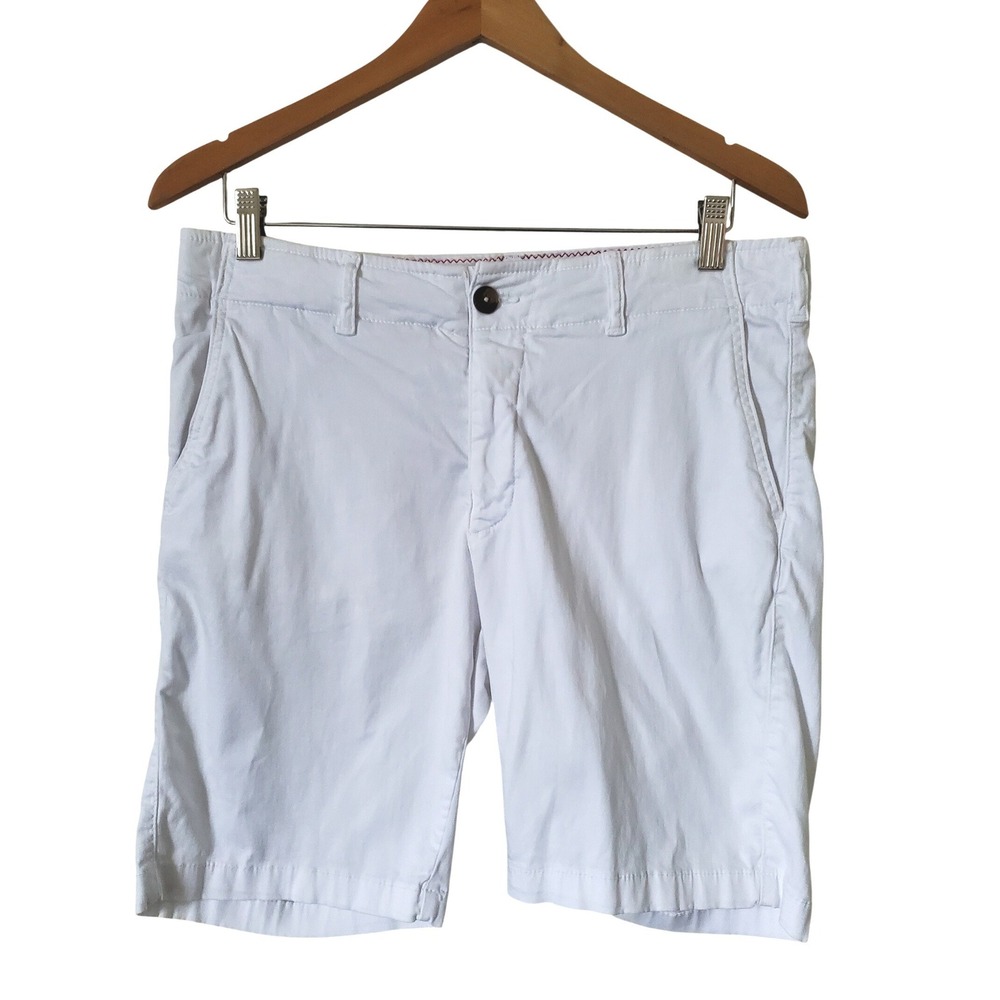 Benson Apparel Mens White Tencel Cotton Blend Chino Shorts 32 Stretch Flat Front